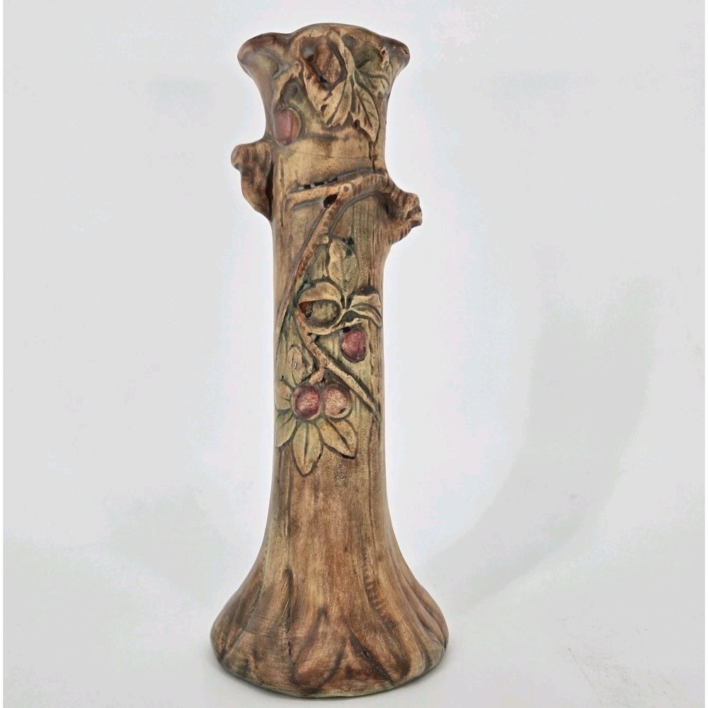 Vintage Weller Pottery Woodcraft Apple Tree Bud Vase 1920s Art Nouveau Faux Bois